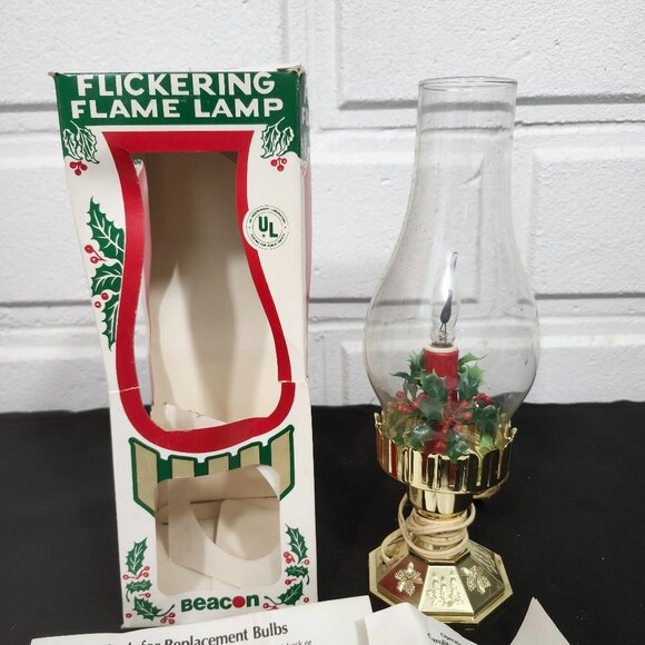 Vintage Beacon Electric Flickering Flame Hurricane Lamp - Picture 1 of 10